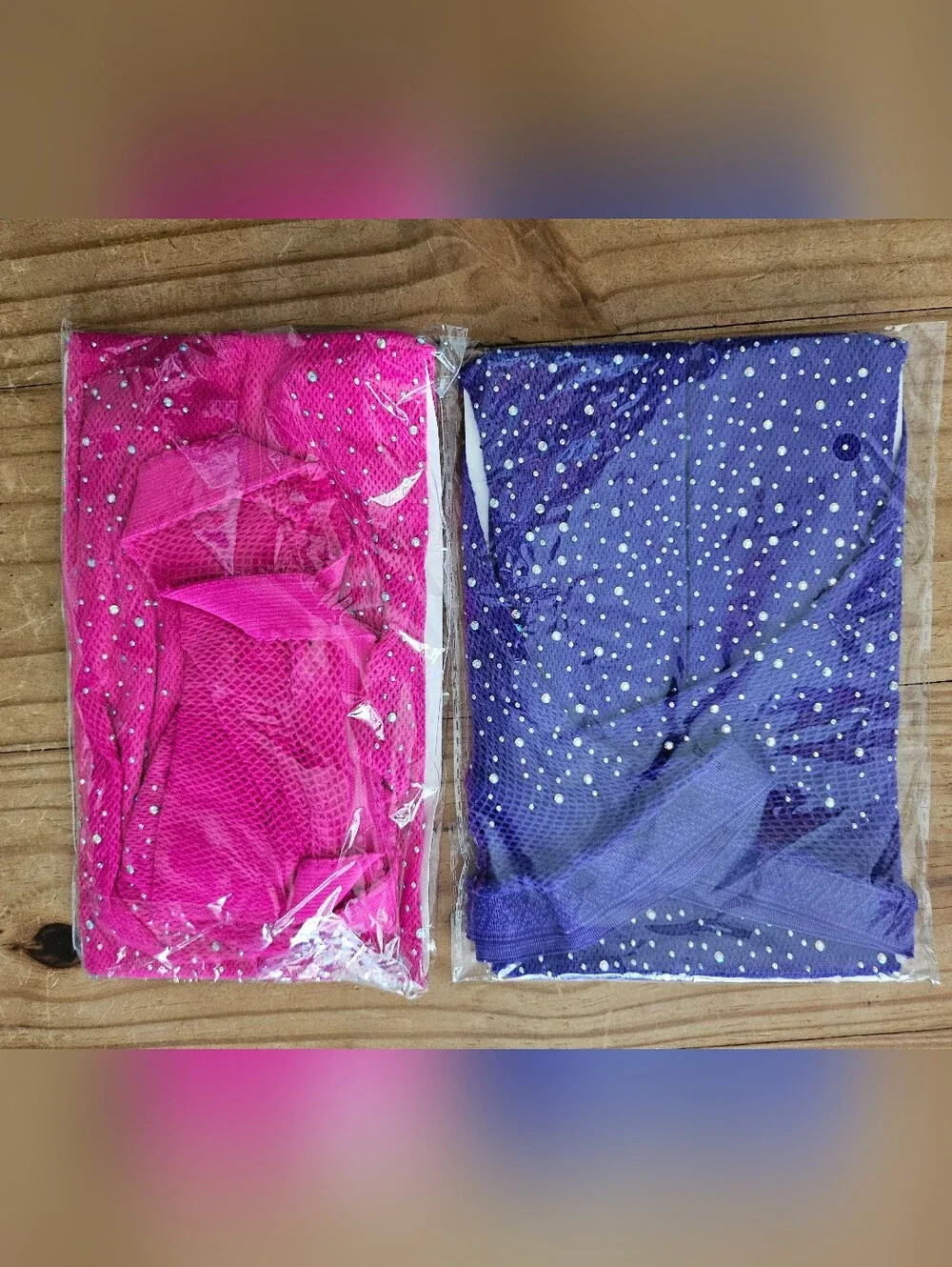 Rhinestone Studded Fishnet Tights- Hot Pink & Royal Purple